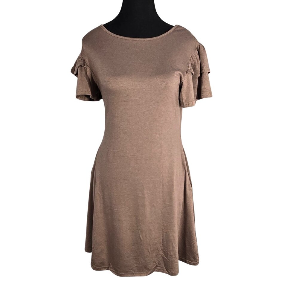 NWT | Dokotoo Mocha Brown Ruffle Sleeve Dress | Size XL